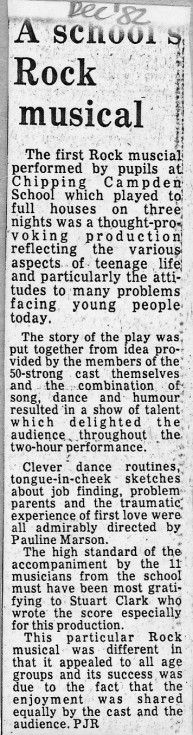 A School Rock Musical Dec 1982