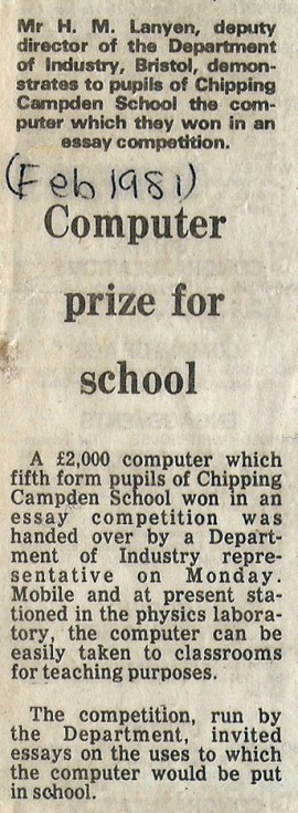 Computer Prize for School February 1981