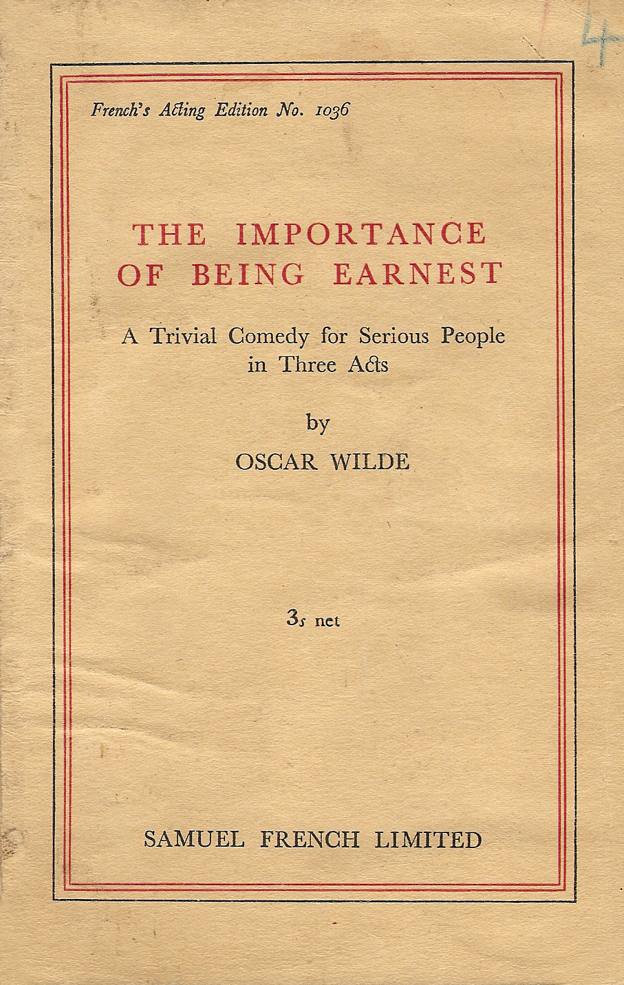 Importance of Being Earnest Dustcover from Play Book