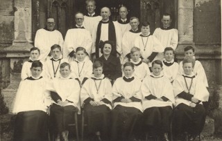 Choir of St James's Mrs Phyllis Horne pictured with church choir.