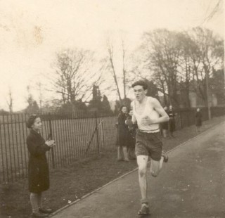 Bill Buckland winning the cross county race